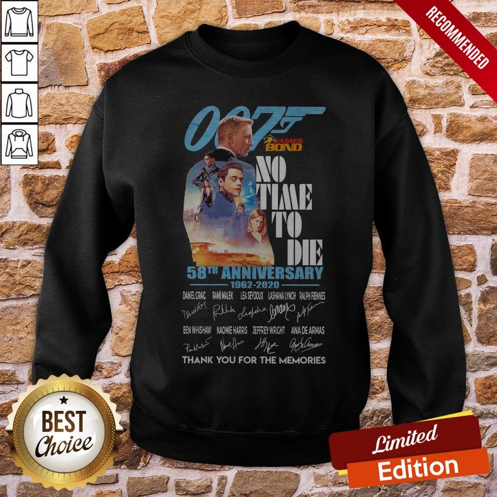 007 James Bond No Time To Die 58th Anniversary 1962 2020 Thank You For The Memories Signatures Shirt - Image 4