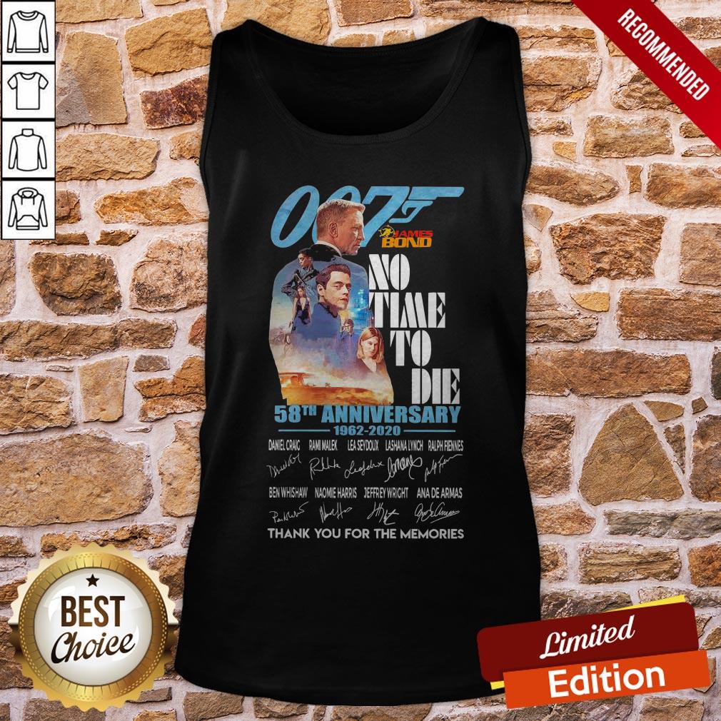 007 James Bond No Time To Die 58th Anniversary 1962 2020 Thank You For The Memories Signatures Shirt - Image 3