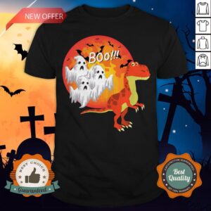 Dinosaur T-Rex Chased Ghosts Halloween Shirt