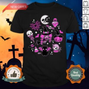 Halloween Doodle Vintage Witchy Magical Pastel Goth Pink Shirt
