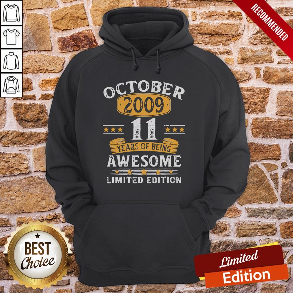 11 Years Old Gifts Vintage October 2009 11th Birthday Gift Shirt - Image 5