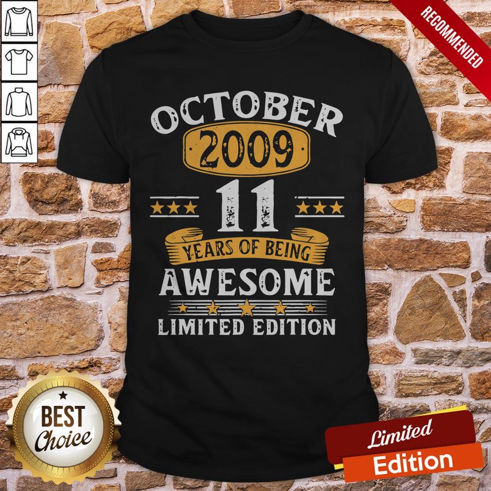 11 Years Old Gifts Vintage October 2009 11th Birthday Gift Shirt