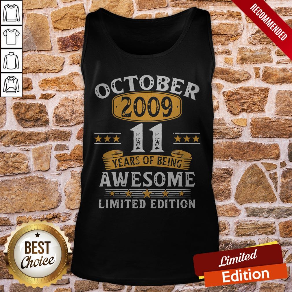 11 Years Old Gifts Vintage October 2009 11th Birthday Gift Shirt - Image 3