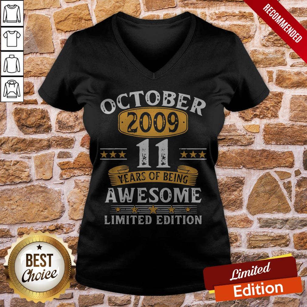 11 Years Old Gifts Vintage October 2009 11th Birthday Gift Shirt - Image 2