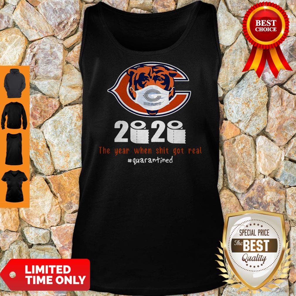Official Chicago Bears 2020 The Year When Shit Got Real Quarantined Shirt - Image 3