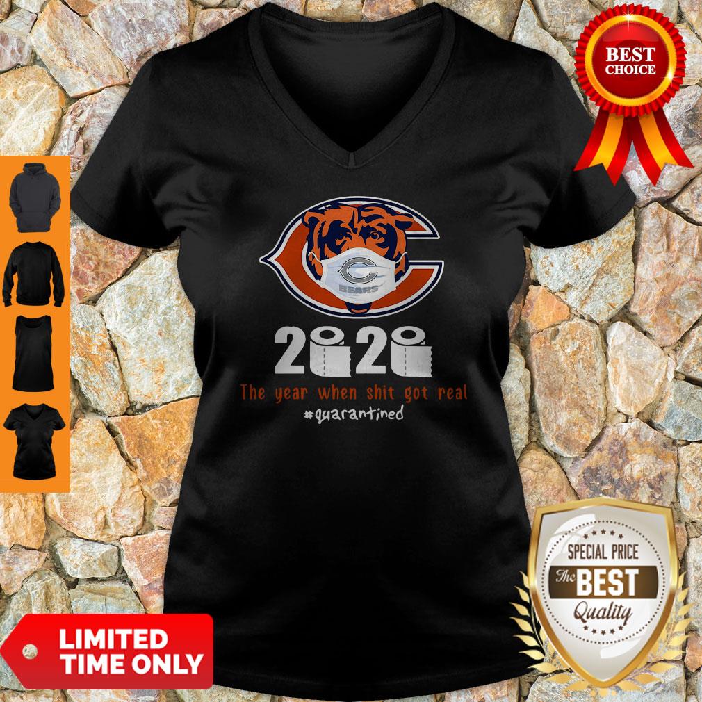 Official Chicago Bears 2020 The Year When Shit Got Real Quarantined Shirt - Image 2