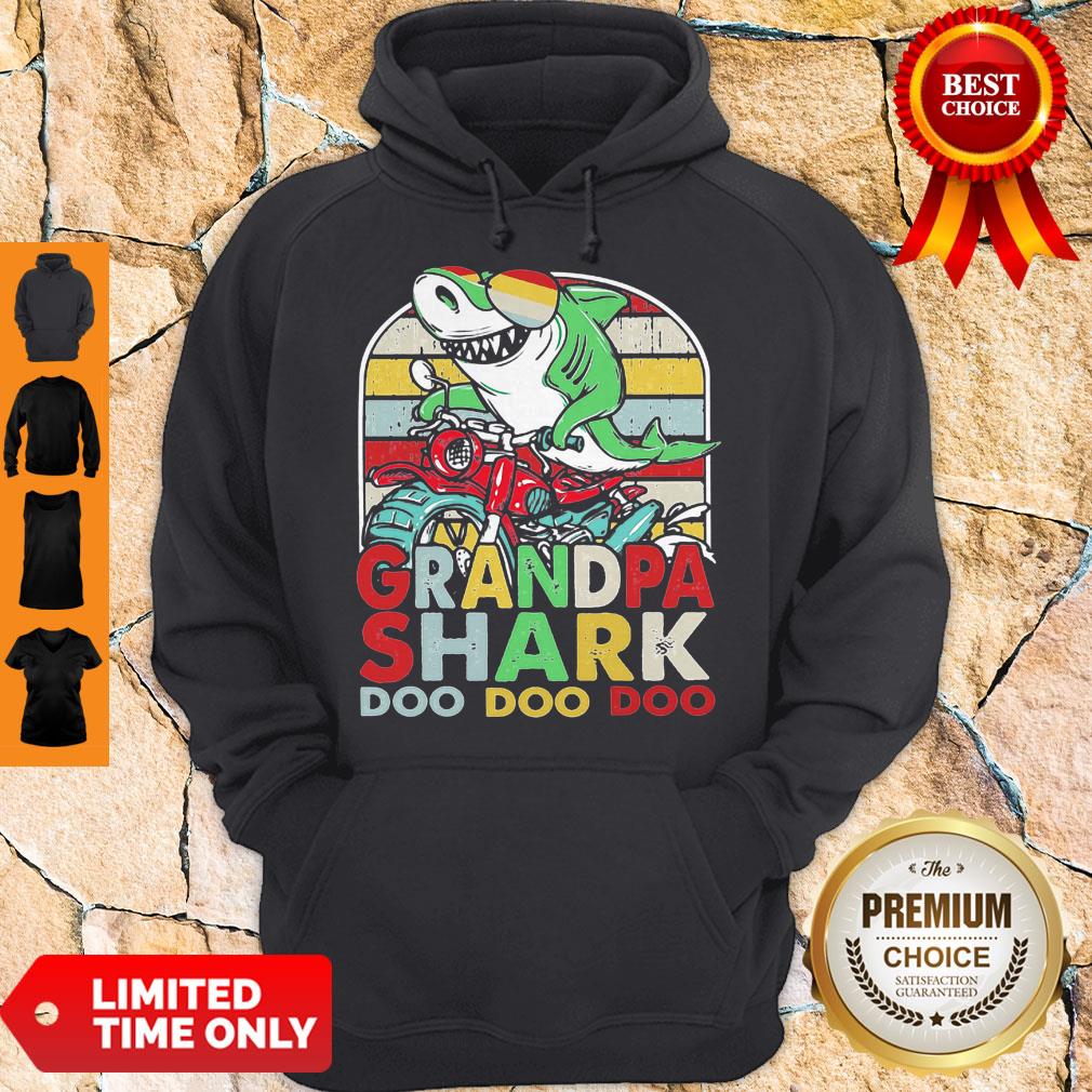Official Grandpa Shark Motor Bike Doo Doo Vintage Shirt - Image 4