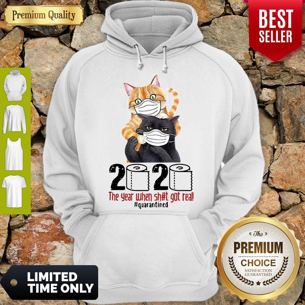 Cats 2020 The Year When Shit Got Real #Quarantined Covid-19 Shirt - Image 4