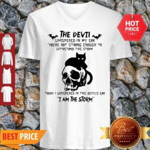 Alternative view of Black Cat Skull The Devil Whispered In My Ear I Am The Storm Shirt