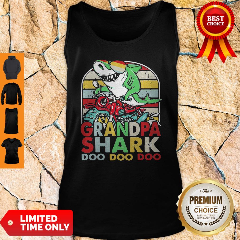 Official Grandpa Shark Motor Bike Doo Doo Vintage Shirt - Image 3