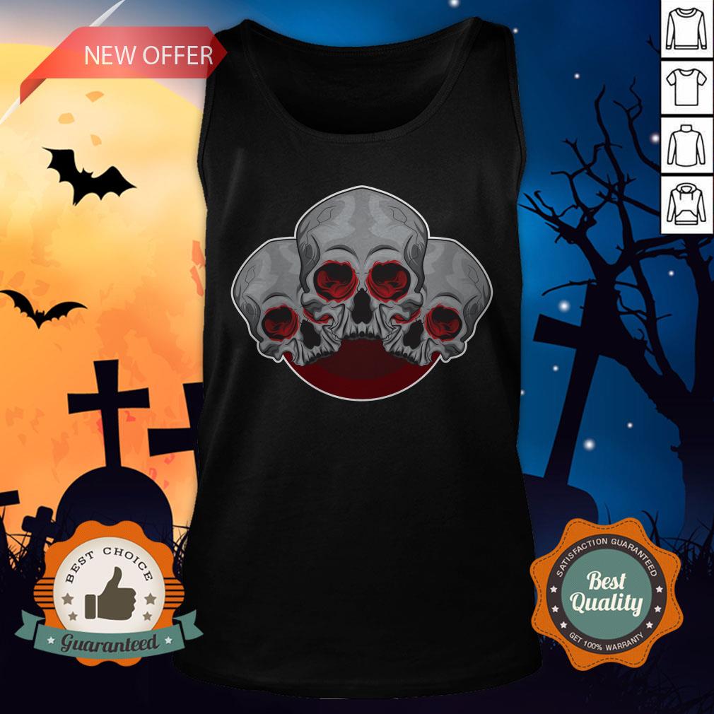 Sugar Skull Red Halloween Day Of Dead Shirt - Image 4
