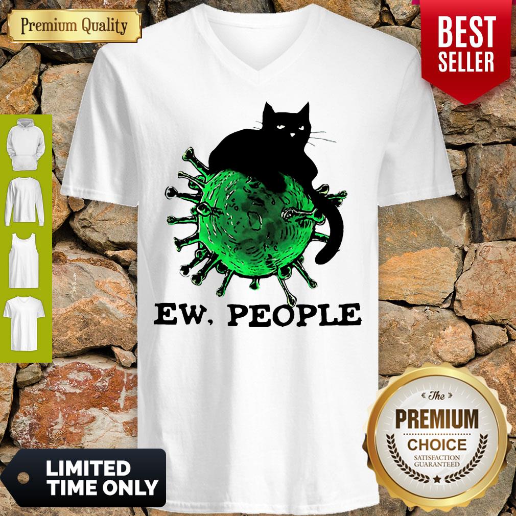 Official Black Cat And Coronavirus Ew People Shirt - Image 3