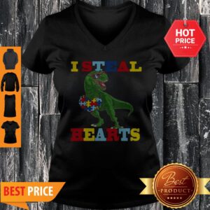 Alternative view of Dinosaur T-Rex I Steal Heart Autism Awareness Shirt