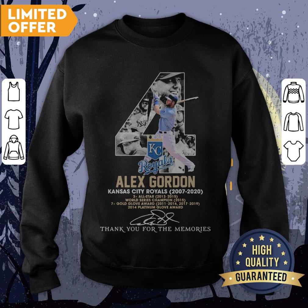 4 Alex Gordon Kansas City Royals 2007-2020 Thank You For The Memories Signatures Shirt - Image 4