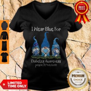 Alternative view of Gnomers I Wear Blue For Diabetes Awareness Peace Love Cure Shirt