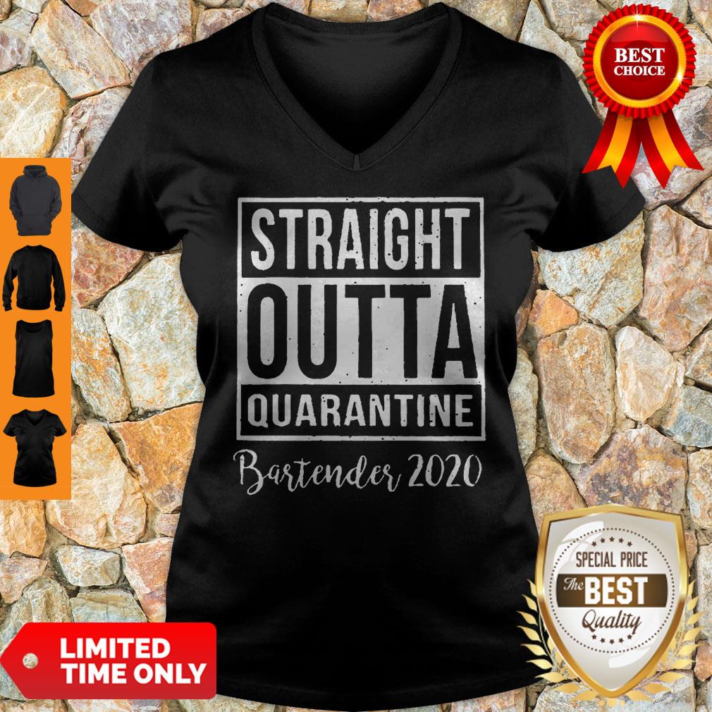 Straight Outta Quarantine Bartender 2020 Coronavirus Shirt - Image 2
