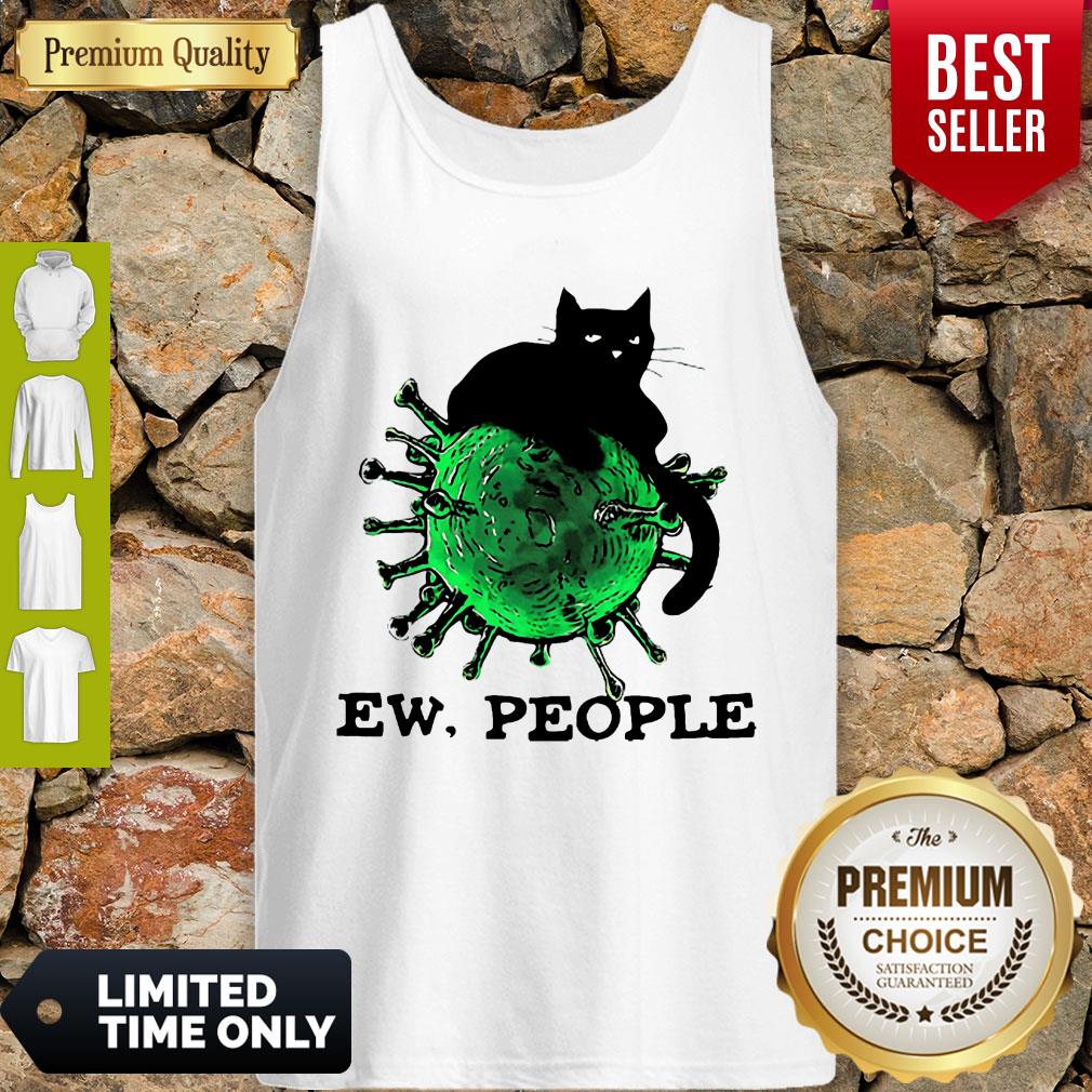 Official Black Cat And Coronavirus Ew People Shirt - Image 2