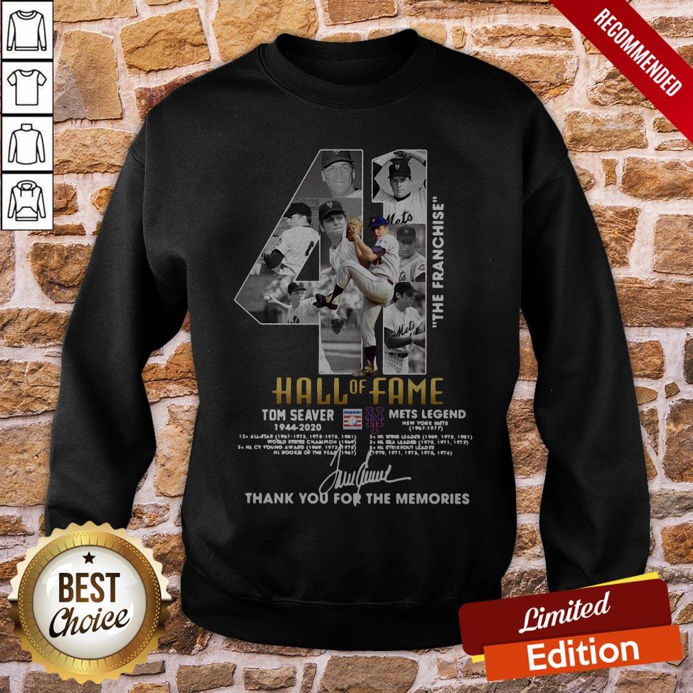 41 The Franchise Hall Of Fame Tom Seaver Mets Legend Thank You For The Memories Signature Shirt - Image 4