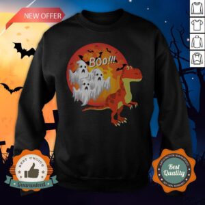 Alternative view of Dinosaur T-Rex Chased Ghosts Halloween Shirt
