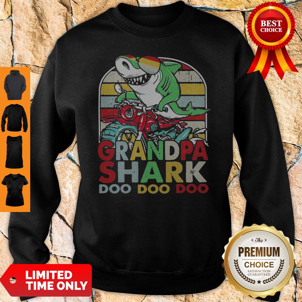 Official Grandpa Shark Motor Bike Doo Doo Vintage Shirt - Image 5