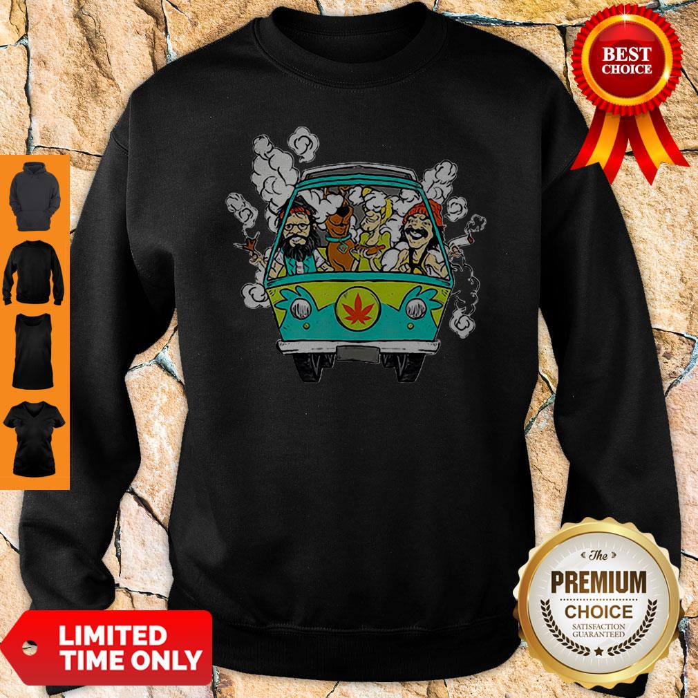 Official Hippie Weed Bus Cheech And Chong Scooby Doo Smoking Shirt - Image 5