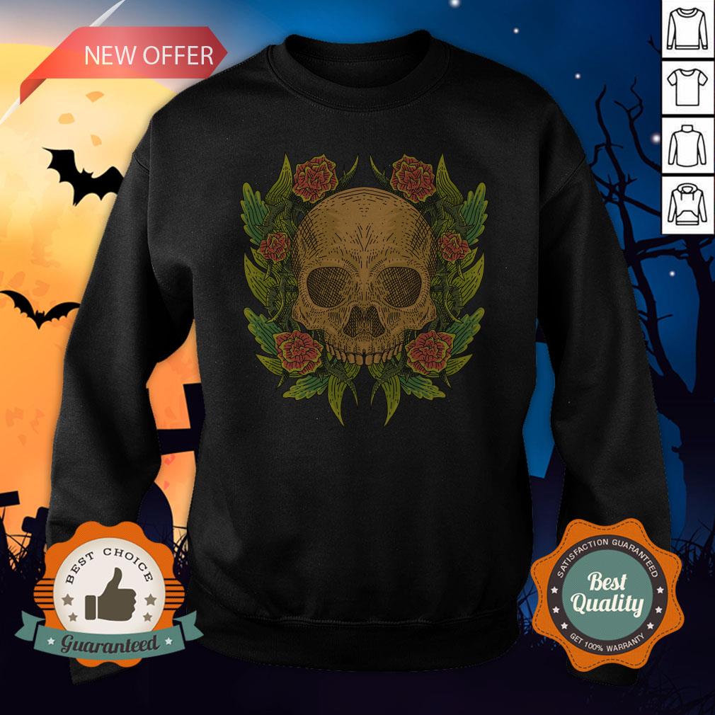Sugar Skull Flower Dia De Muertos Day Of The Dead Shirt - Image 2