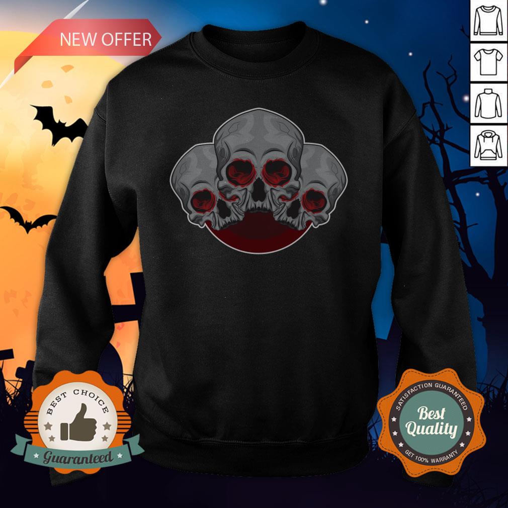 Sugar Skull Red Halloween Day Of Dead Shirt - Image 2