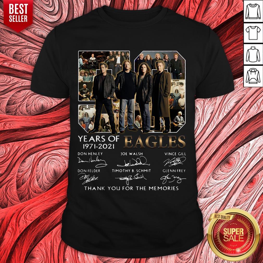 50 Years Of 1971 2021 Eagles Signatures Thank You For The Memories Shirt