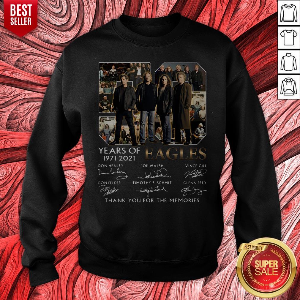 50 Years Of 1971 2021 Eagles Signatures Thank You For The Memories Shirt - Image 2