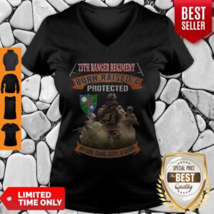 Alternative view of 75th Ranger Regiment Born Raised And Protected By God Guns Shirt