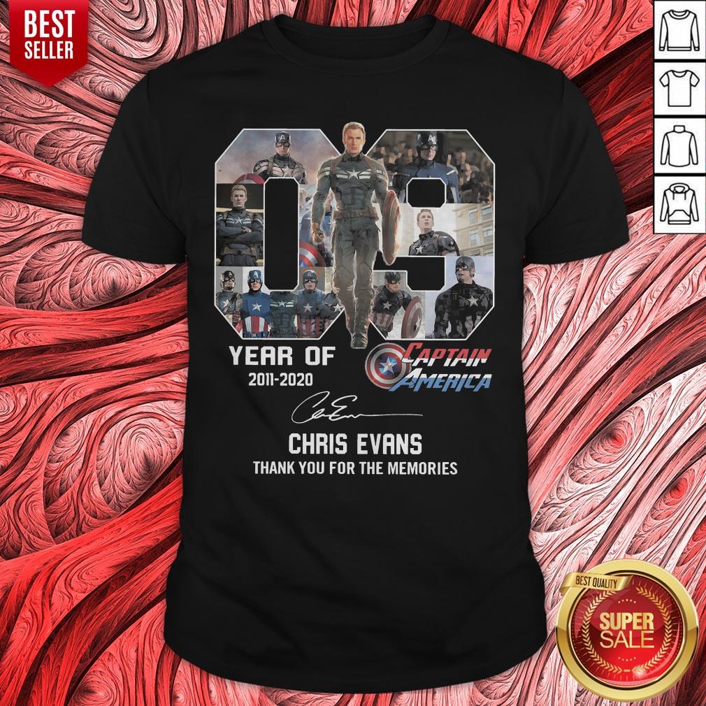 9 Year Of 2011 2010 Captain America Thank You For The Memories Signature Shirt