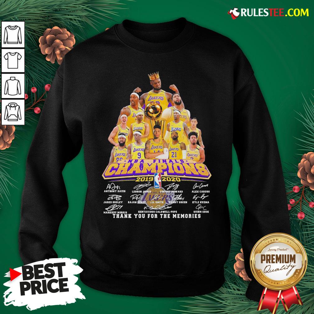Awesome Los Angeles Lakers 2019-2020 NBA Finals Champions Thank You For The Memories Signatures Shirt - Image 4