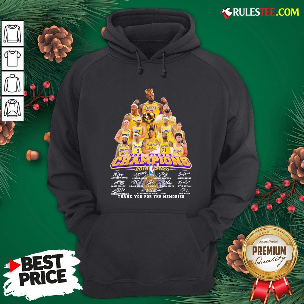Awesome Los Angeles Lakers 2019-2020 NBA Finals Champions Thank You For The Memories Signatures Shirt - Image 2