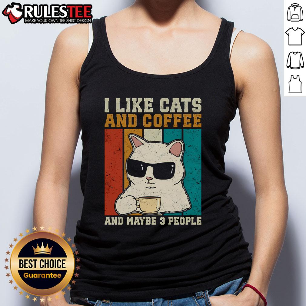Awesome I Like Cats And Coffee And Maybe 3 People Vintage T-Shirt - Image 4