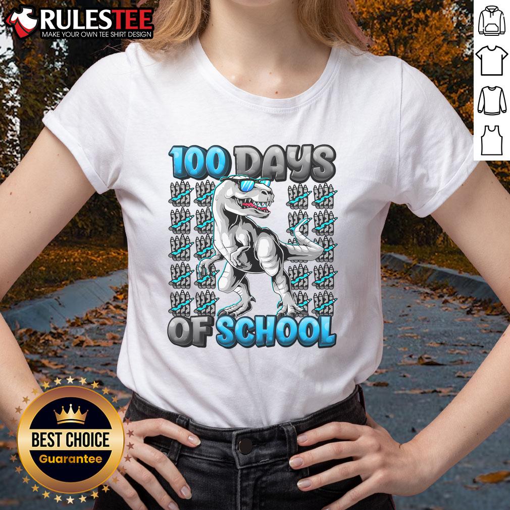 Awesome 100 Days Of School T-Rex Tyrannosaurus T-Shirt - Image 3
