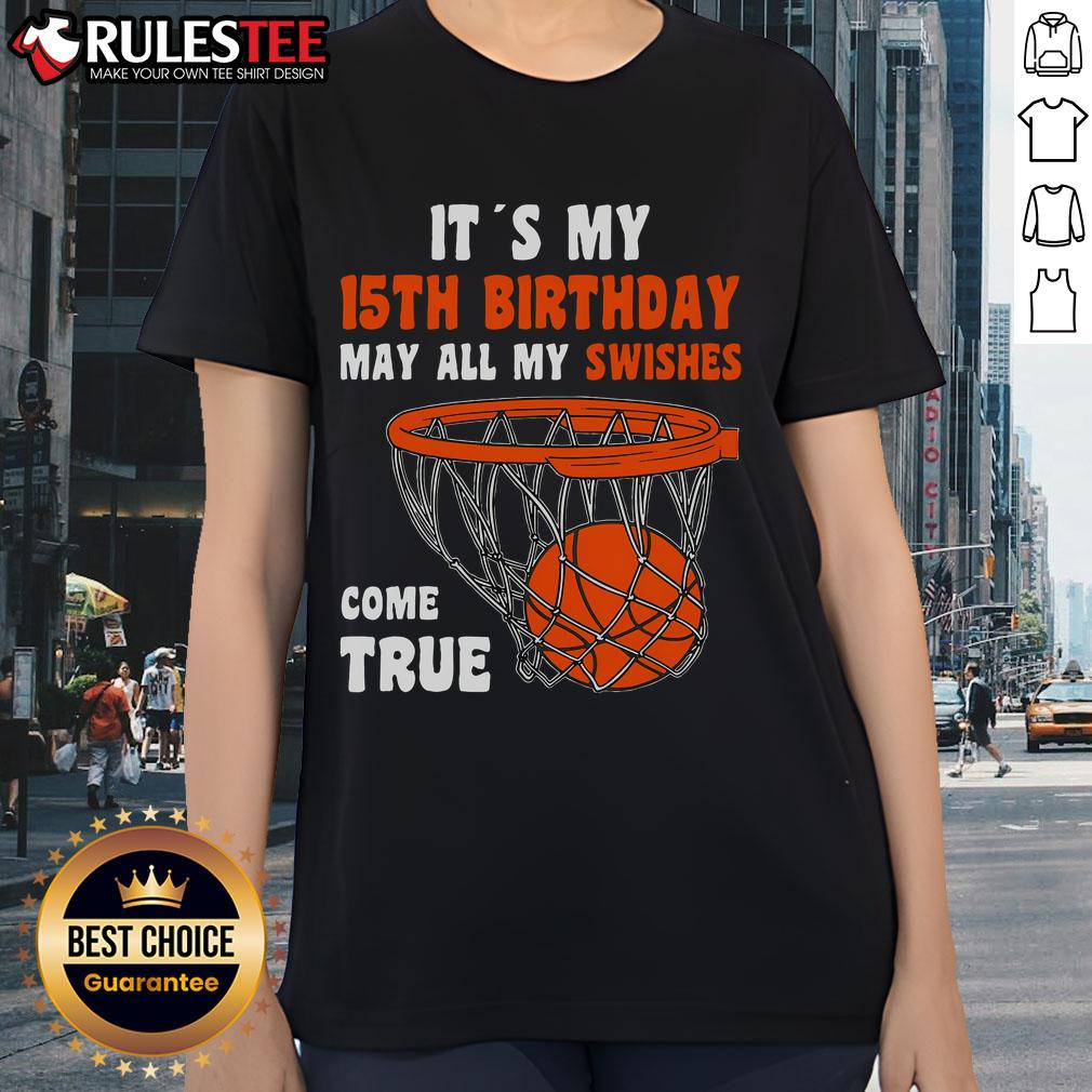 Awesome 15 Year Old Happy 15th Birthday Basketball 15th Birthday T-Shirt - Image 3