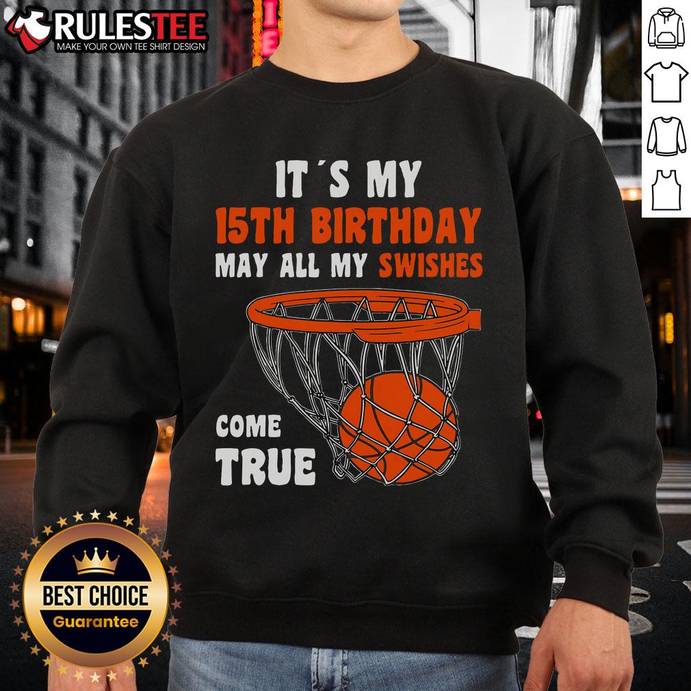 Awesome 15 Year Old Happy 15th Birthday Basketball 15th Birthday T-Shirt - Image 5