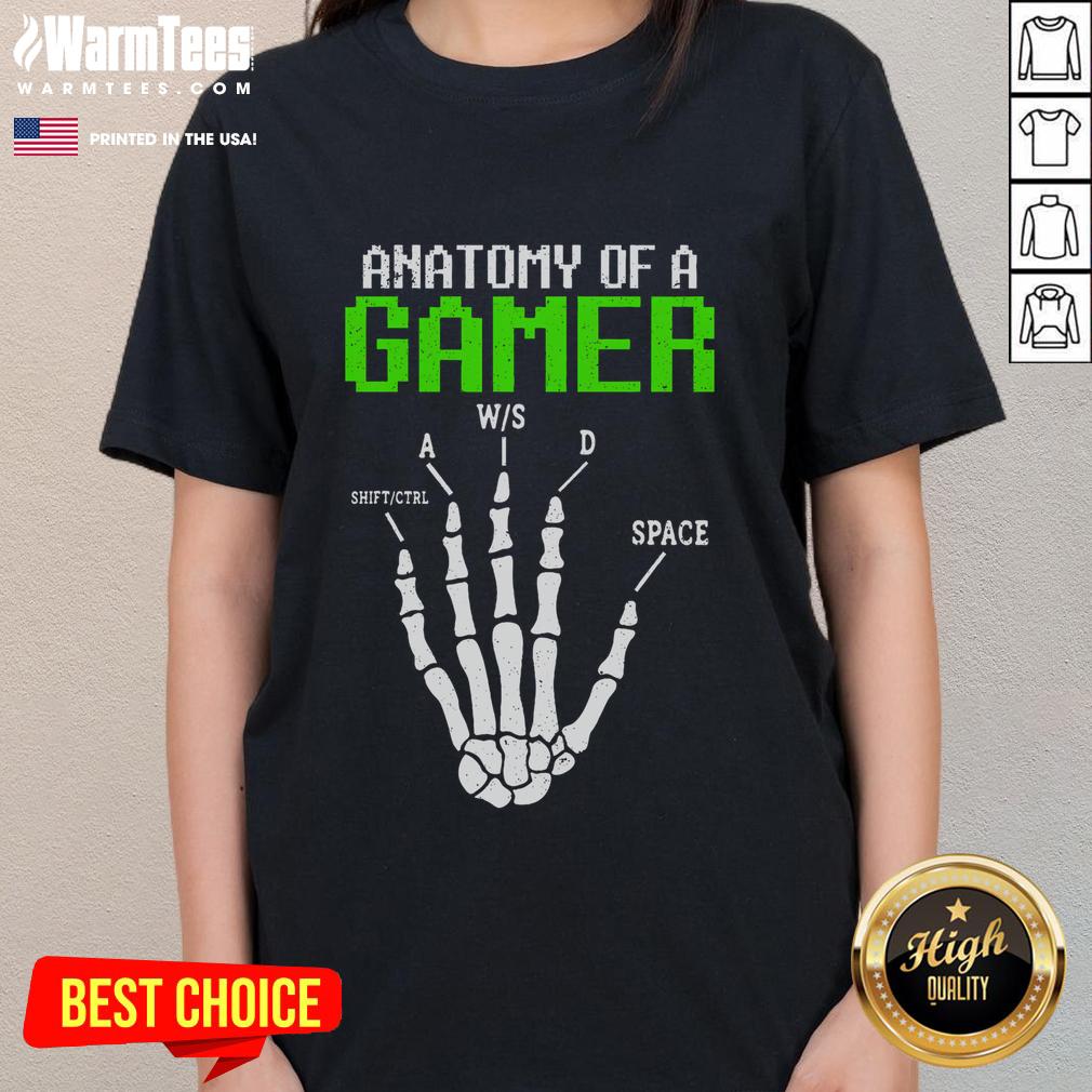 Awesome Anatomy Of A Gamer Skeleton Hand T-Shirt - Image 3