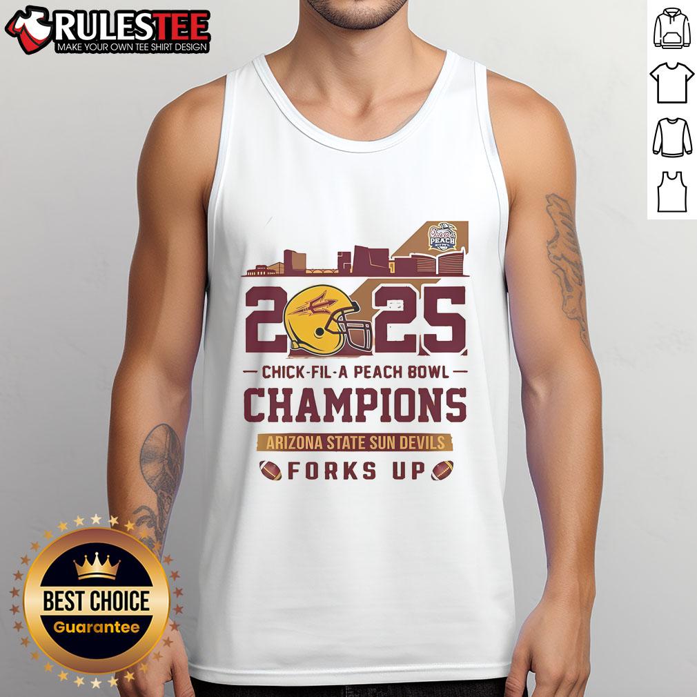 Awesome Arizona State Sun Devils Chick Fil A Peach Bowl Champions 2025 Forks Up Skyline T-Shirt - Image 5