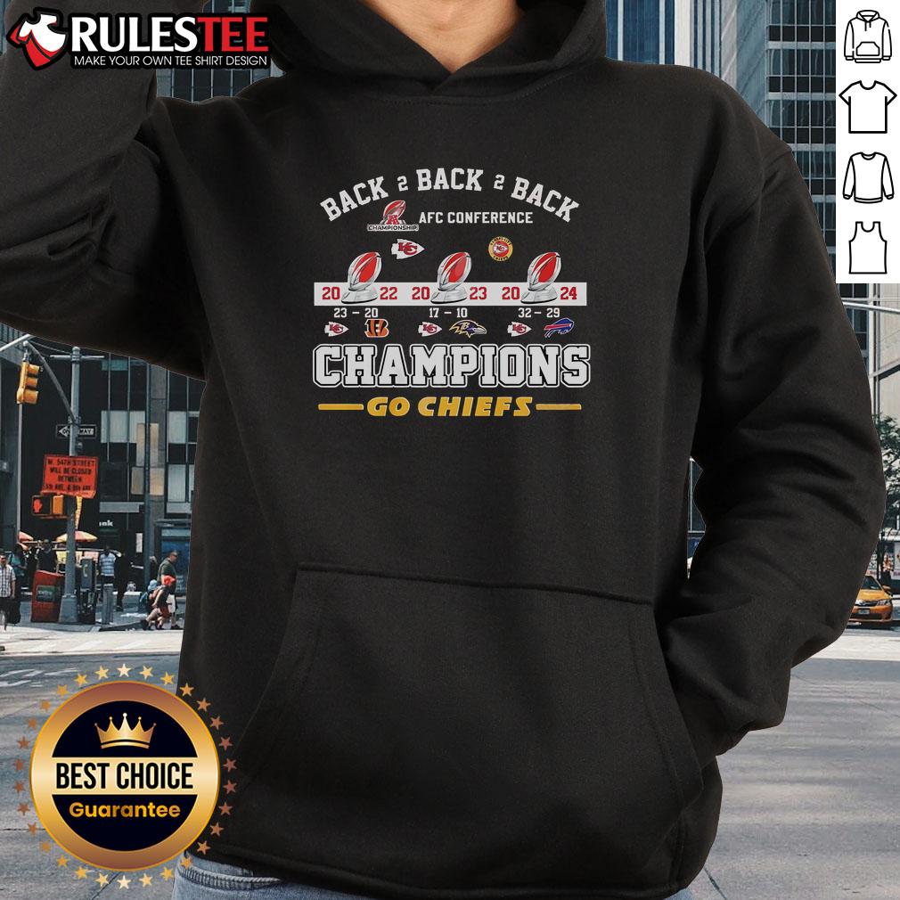Awesome Back 2 Back 2 Back AFC Conference Champions Go Chiefs Kansas City Chiefs T-Shirt - Image 2