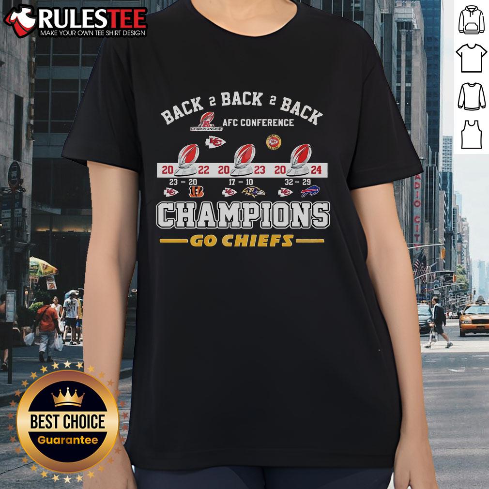 Awesome Back 2 Back 2 Back AFC Conference Champions Go Chiefs Kansas City Chiefs T-Shirt - Image 3