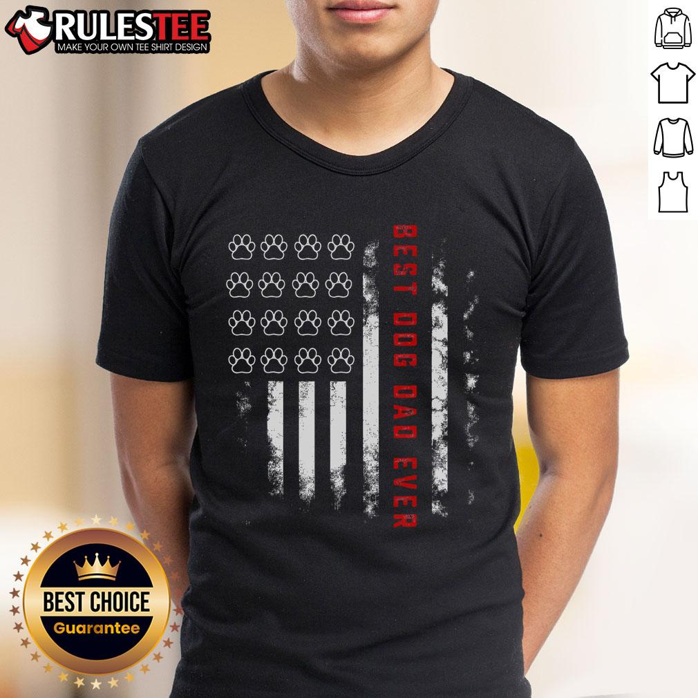 Awesome Best Dog Dad Ever American Flag Dog Best Father T-Shirt