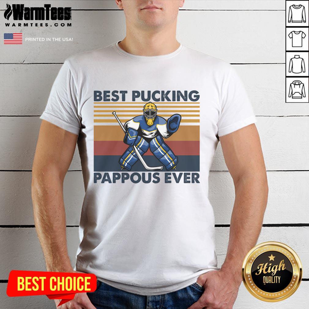 Awesome Best Pucking Pappous Ever Funny Hockey Grandpa Saying T-Shirt