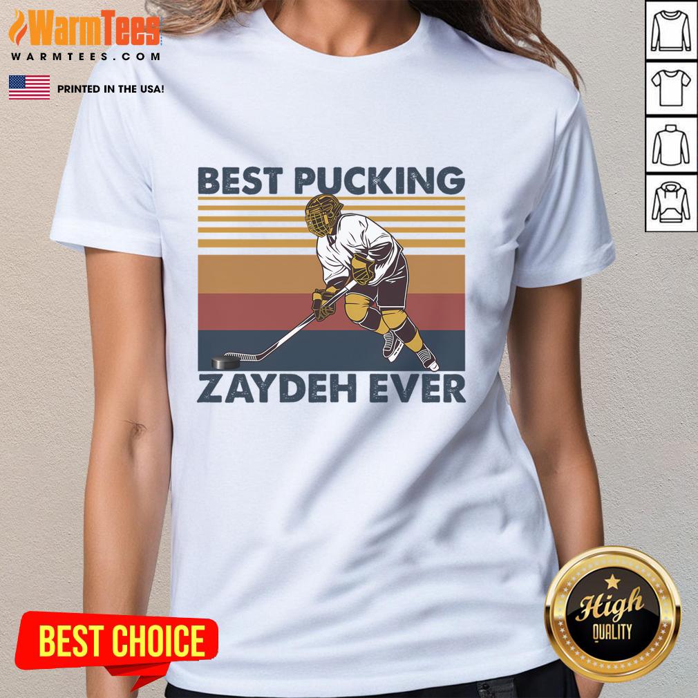 Awesome Best Pucking Zaydeh Ever Funny Hockey Grandpa Saying T-Shirt - Image 3