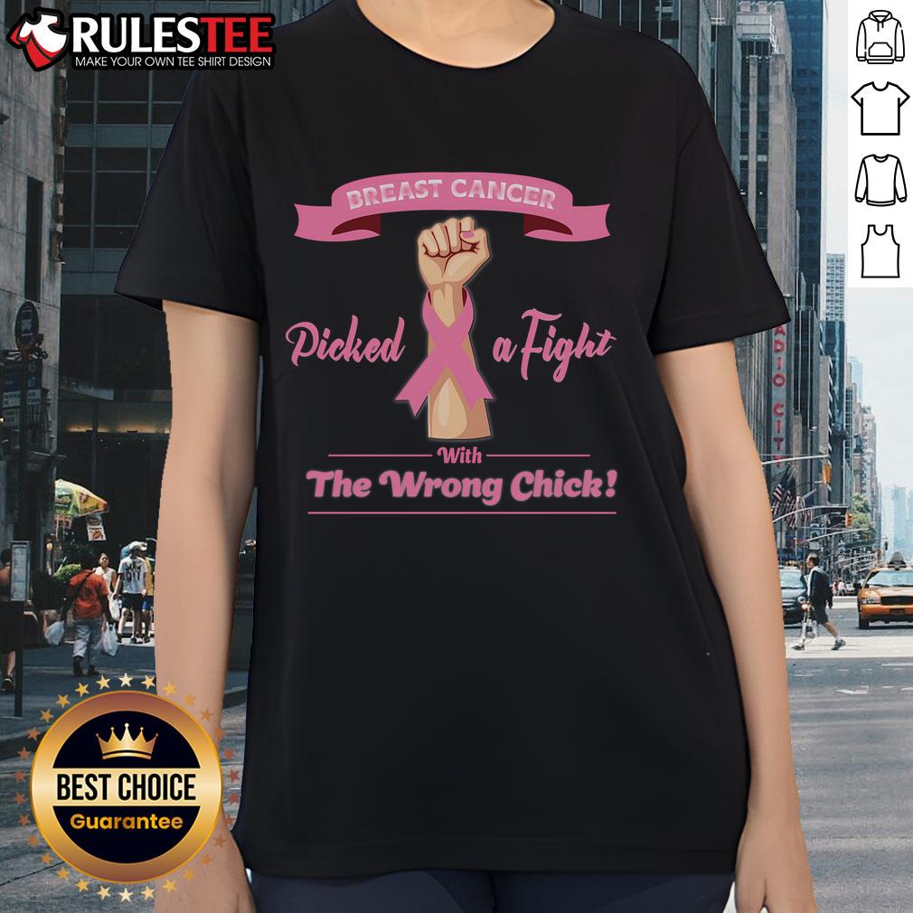 Awesome Breast Cancer Picked The Wrong Chick T-Shirt - Image 3