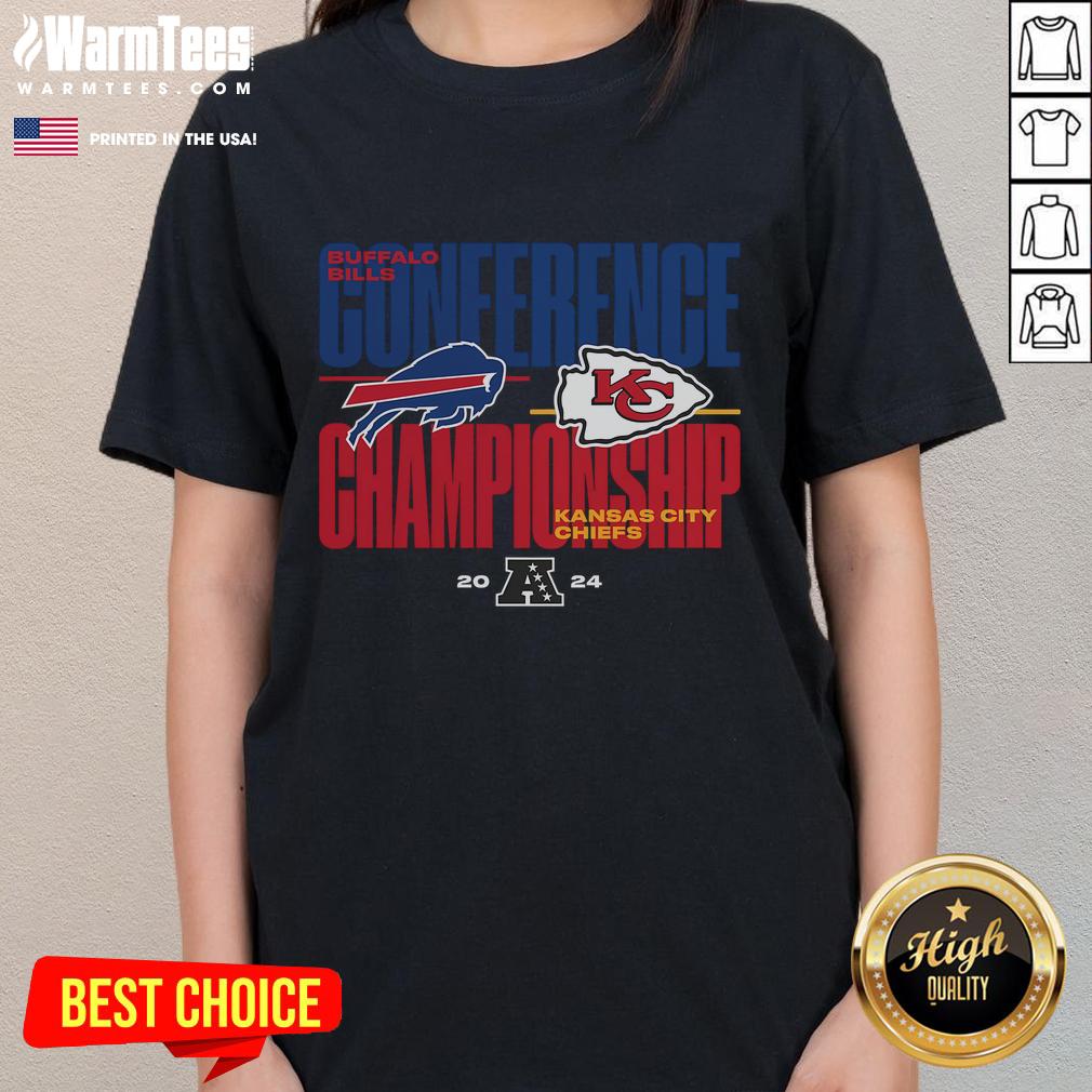 Awesome Buffalo Bills Vs Kansas City Chiefs 2024 AFC Championship Game Matchup T-Shirt - Image 3