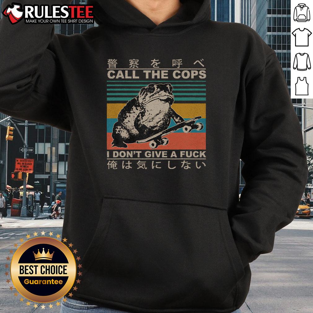 Awesome Call The Cops I Don't Give A Fck Skateboarding Toad Japanese Vintage T-Shirt - Image 2