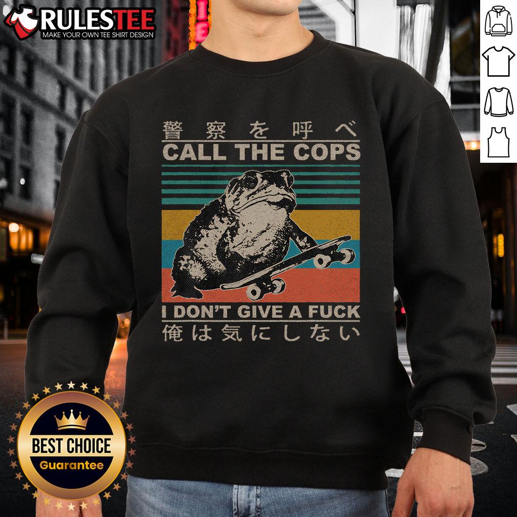 Awesome Call The Cops I Don't Give A Fck Skateboarding Toad Japanese Vintage T-Shirt - Image 5
