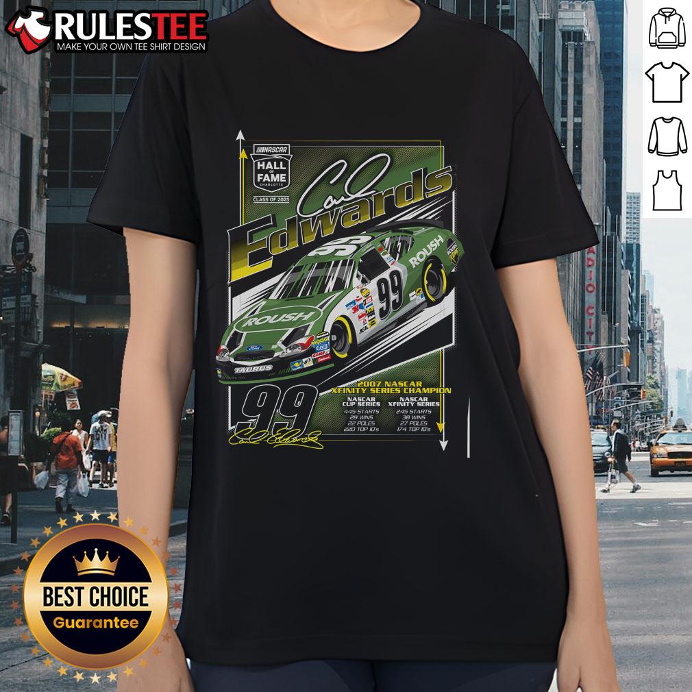 Awesome Carl Edwards Checkered Flag Sports NASCAR 2025 Hall of Fame Inductee T-Shirt - Image 3