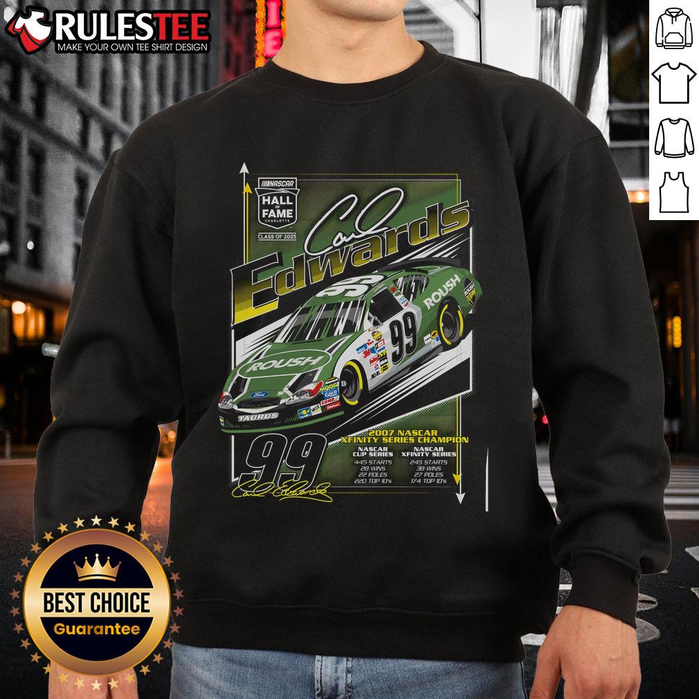Awesome Carl Edwards Checkered Flag Sports NASCAR 2025 Hall of Fame Inductee T-Shirt - Image 5